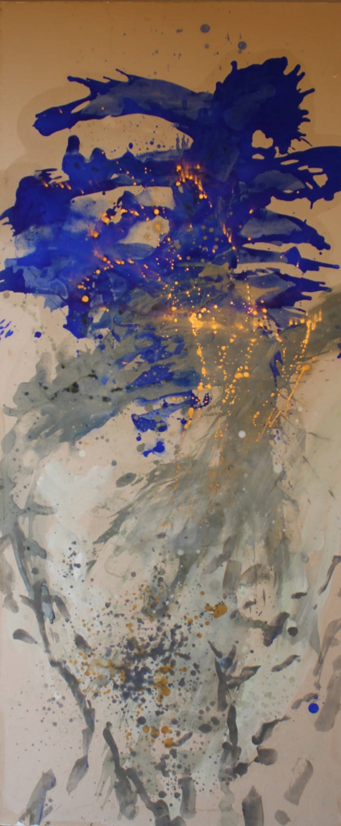 Catherine Tartanac, 409 huile sur papier, marouflé sur toile, 150X65 cm